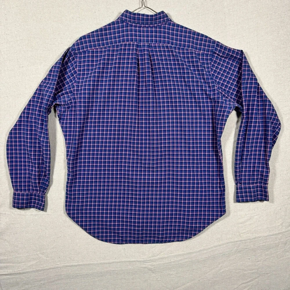 Polo Ralph Lauren Size L Green Navy Plaid Poplin‎ Long Sleeve Button Down Shirt